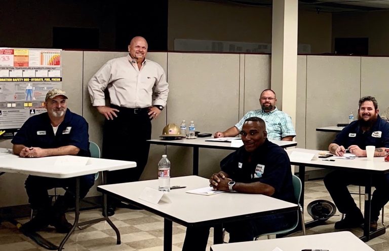 Trey Ramsey with members of a leadership development class.
